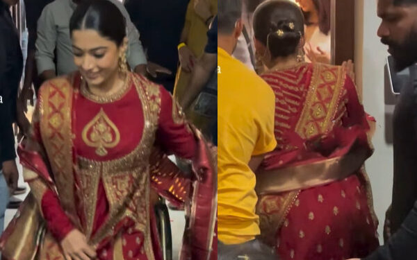 படவிழா மேடைக்கு நொண்டிக்கொண்டு சென்ற ராஷ்மிகா